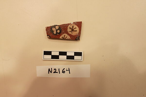 Ceramic Fragment, Earthenware; slipped, slip-painted under a colorless glaze 