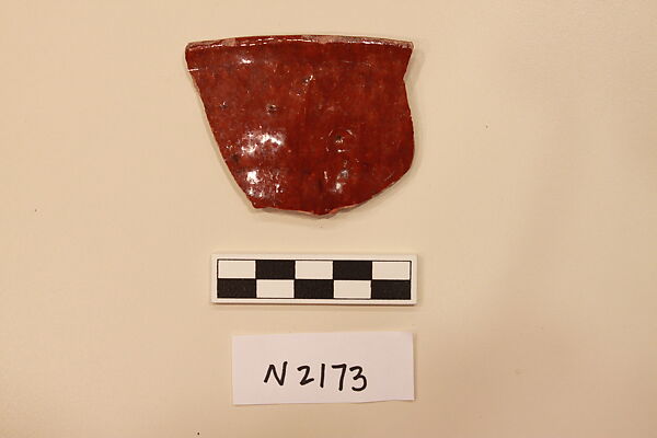 Ceramic Fragment, Earthenware; slipped, slip-painted under a transparent yellow glaze