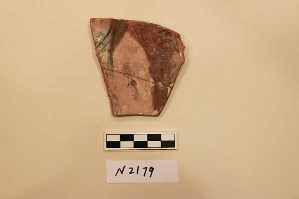 Ceramic Fragment, Earthenware; white slipped, incised, glazed and splashed 