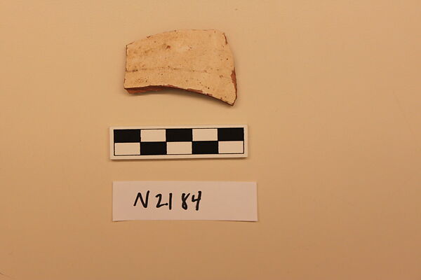 Ceramic Fragment, Earthenware; white slipped, incised and glazed