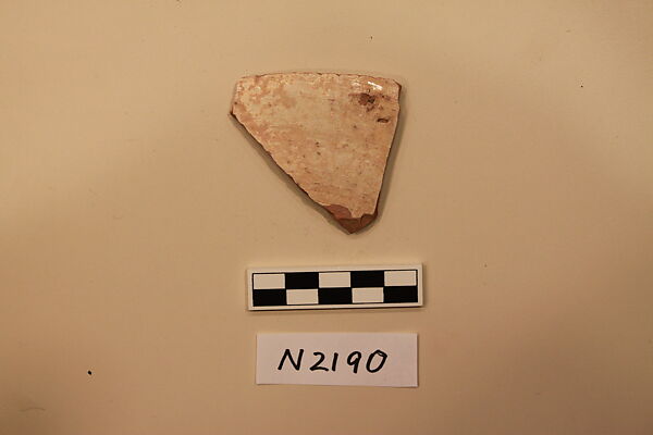 Ceramic Fragment, Earthenware; white slipped, slip-painted and glazed