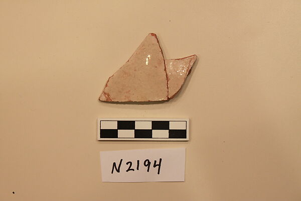 Ceramic Fragment, Earthenware; white slipped, slip painted under a colorless glaze