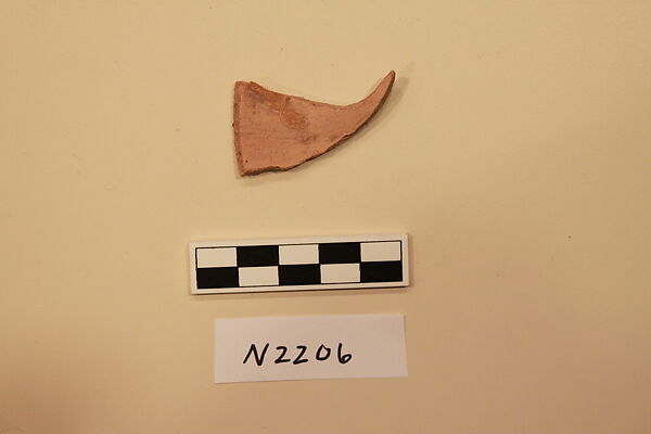 Ceramic Fragment, Earthenware; white slipped, slip-painted under a colorless glaze