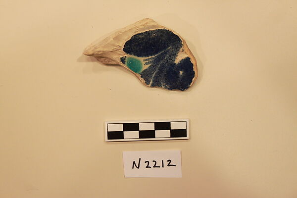 Ceramic Fragment, Earthenware; white opaque glaze and painted 