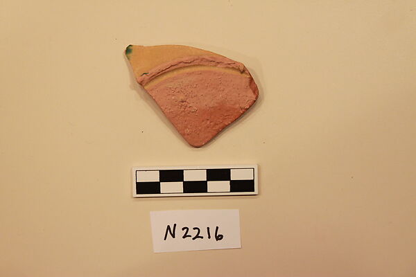 Ceramic Fragment, Earthenware; slipped, splashed and glazed