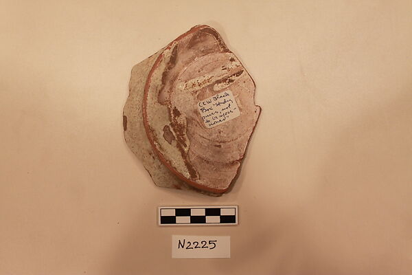 Ceramic Fragment, Earthenware; white slipped, slip-painted under a colorless glaze