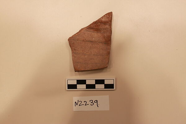 Ceramic Fragment, Earthenware; colorless glaze with a brown tinge