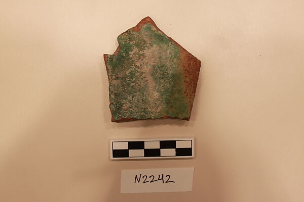 Ceramic Fragment, Earthenware; incised, excised and glazed