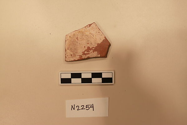 Ceramic Fragment, Earthenware; white slipped, splashed and incised under a colorless glaze.