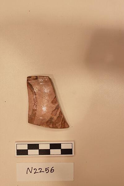 Ceramic Fragment, Earthenware; white slip and slip-painted under transparent glaze