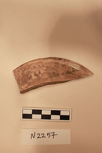 Ceramic Fragment, Earthenware; white slipped, slip-painted under a colorless glaze