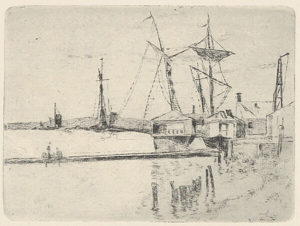 Shore with Barges, from the portfolio of the Swedish Fine Art Print Society (Föreningen för Grafisk Konst), Axel Fridell (Swedish, Falun 1894–1935 Stockholm), Etching and drypoint 
