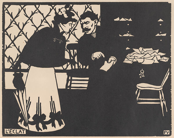 L'Eclat (recto), L'Exécution (verso), Félix Vallotton (Swiss, Lausanne 1865–1925 Paris), Two woodcuts printed on one sheet, folded 