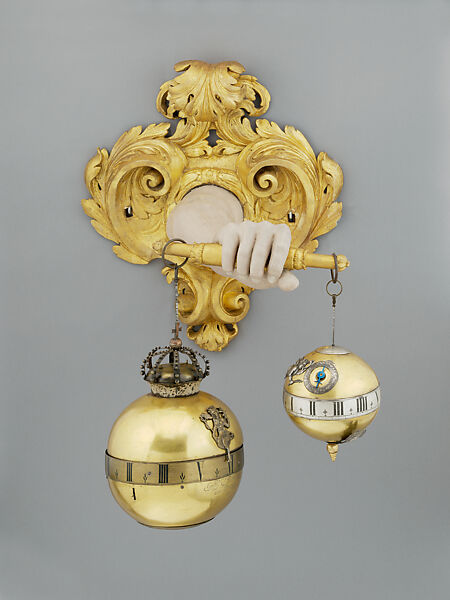 Two Spherical Clocks, Georg Seydell (1650–1700), Brass (gilded), silver, steel, German, Brandenburg and Hesse (?) 