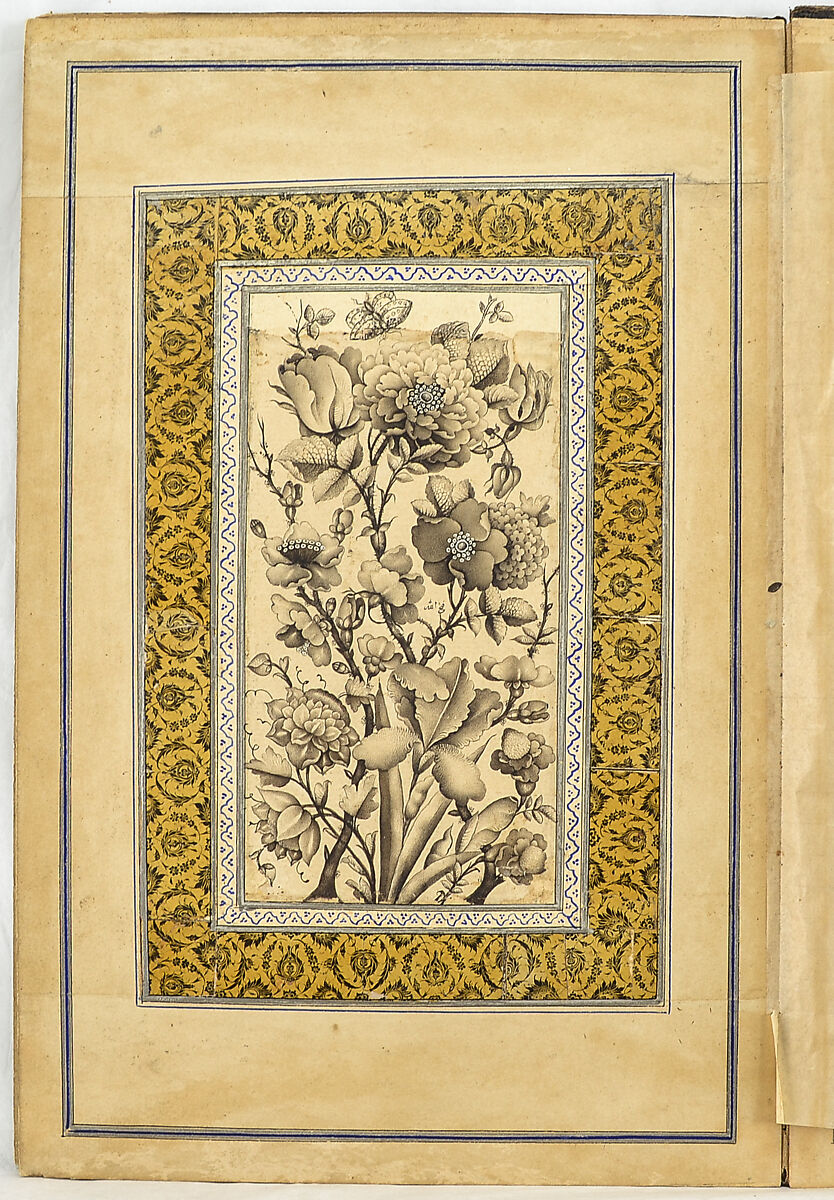 Album of Flower Paintings, Fathallah Shirazi (Iranian, active 1850s–80s), Ink on paper