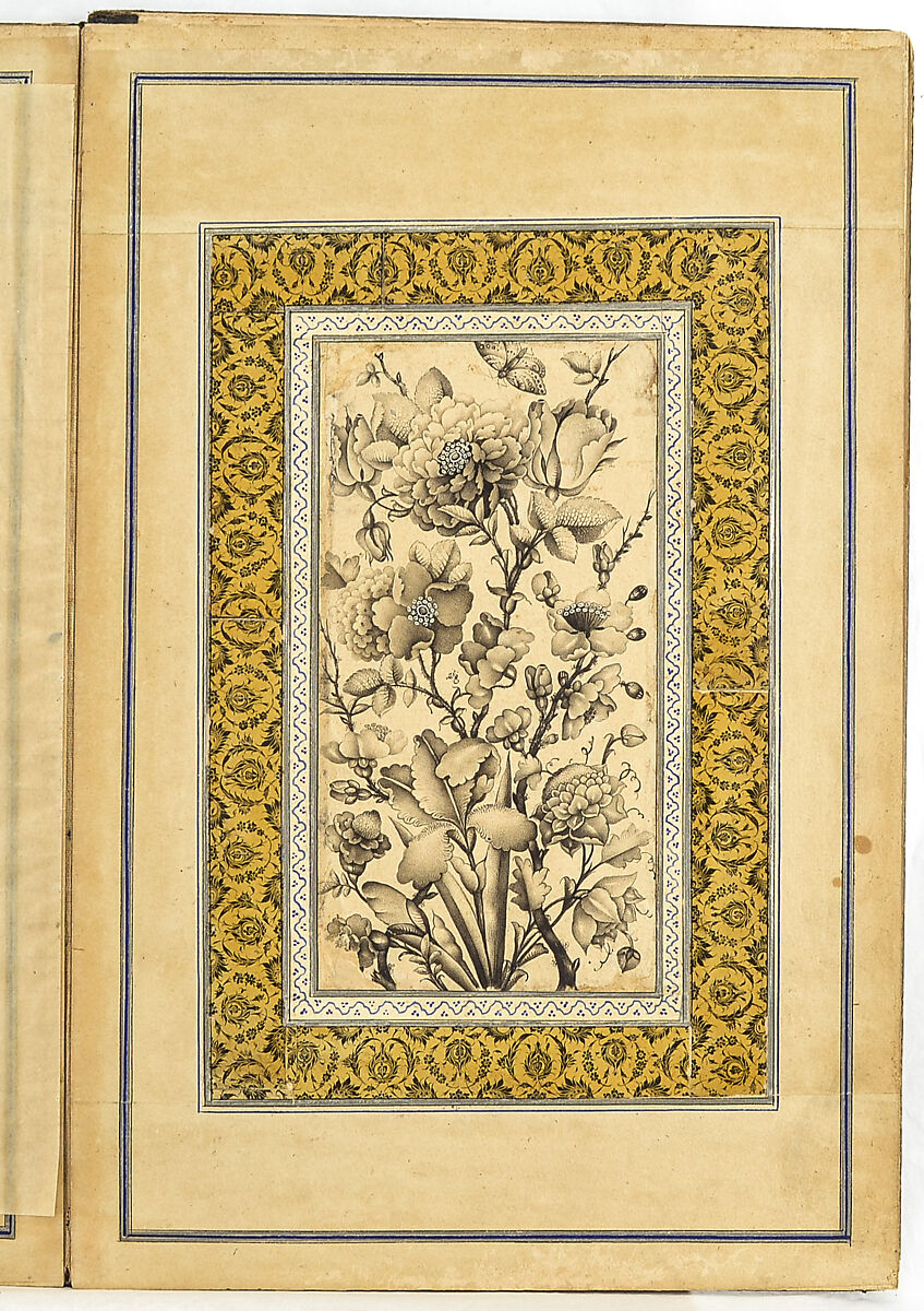 Album of Flower Paintings, Fathallah Shirazi (Iranian, active 1850s–80s), Ink on paper