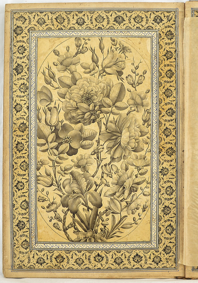 Album of Flower Paintings, Fathallah Shirazi (Iranian, active 1850s–80s), Ink on paper