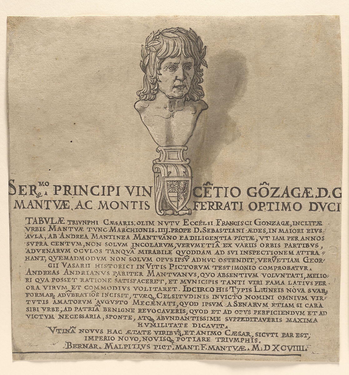 The Triumph of Julius Caesar, Andrea Andreani (Italian, Mantua 1558/1559–1629), Chiaroscuro woodcut comprising 10 sheets (9 of images and 1 title) from slightly different printings from three and four blocks in black (keyblock) and shades from light brown through gray