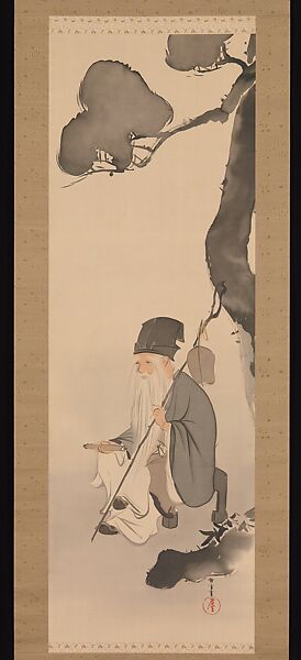 Jurōjin, Kamisaka Sekka (Japanese, 1866–1942), Hanging scroll; ink and color on silk, Japan 