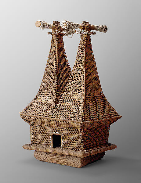God house (bure kalou), Coconut fiber, wood, reed, shell 