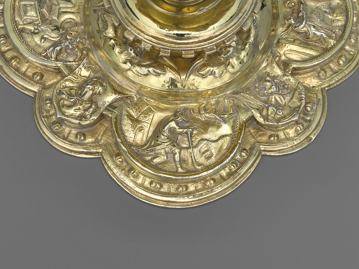 Chalice, Antón Dantés (Mexico, 1544–1588), Silver, gilt, repoussé, chased, cast, and lathed, with burnished punchwork, Mexican