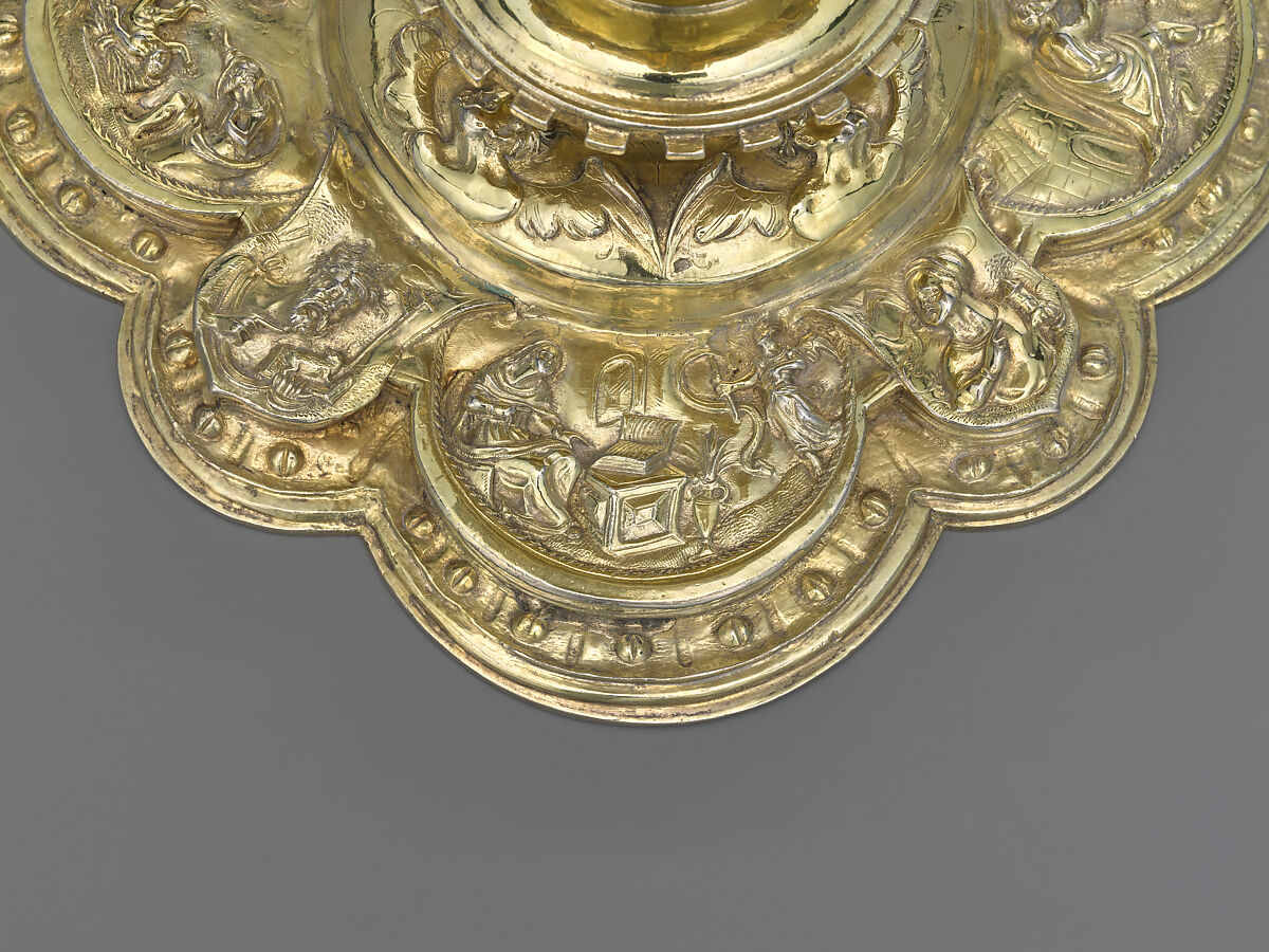 Chalice, Antón Dantés (Mexico, 1544–1588), Silver, gilt, repoussé, chased, cast, and lathed, with burnished punchwork, Mexican