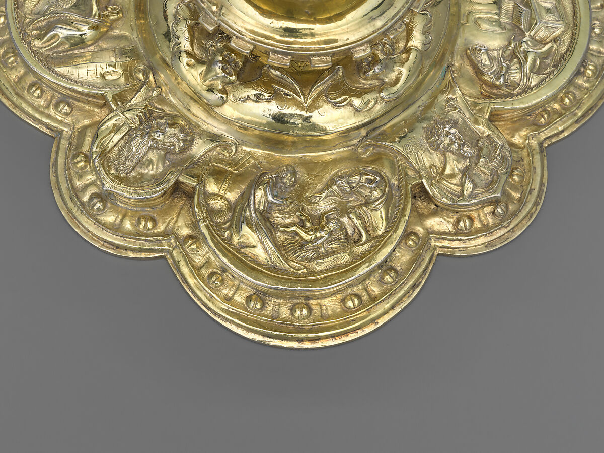 Chalice, Antón Dantés (Mexico, 1544–1588), Silver, gilt, repoussé, chased, cast, and lathed, with burnished punchwork, Mexican