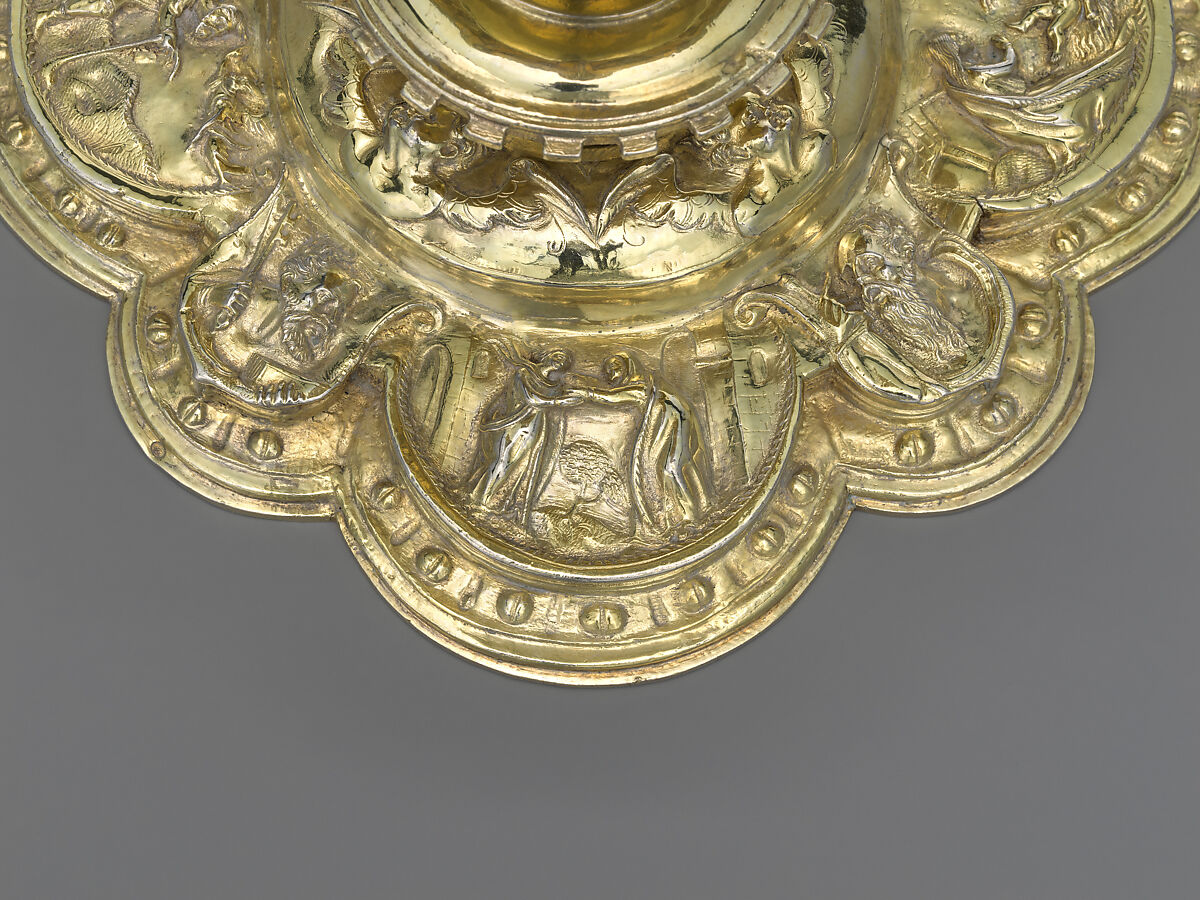 Chalice, Antón Dantés (Mexico, 1544–1588), Silver, gilt, repoussé, chased, cast, and lathed, with burnished punchwork, Mexican