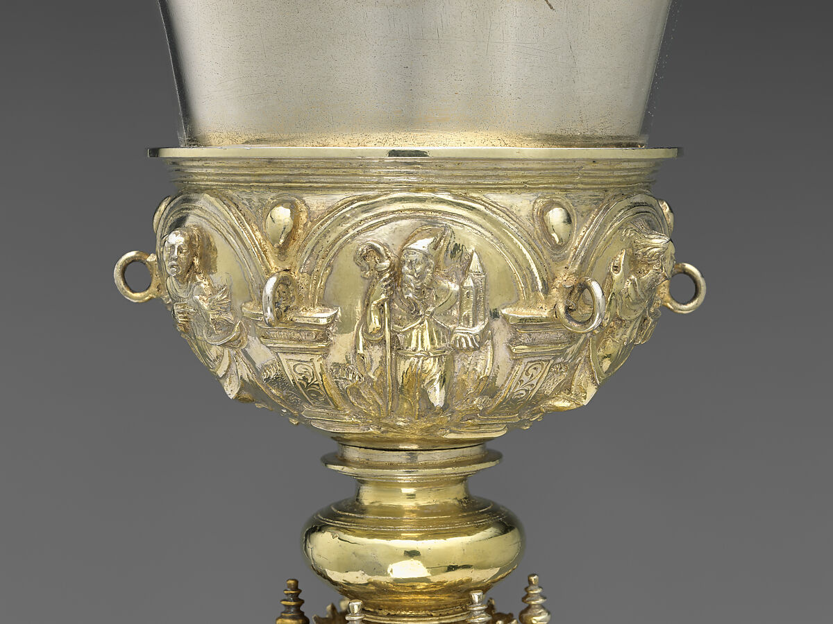 Chalice, Antón Dantés (Mexico, 1544–1588), Silver, gilt, repoussé, chased, cast, and lathed, with burnished punchwork, Mexican