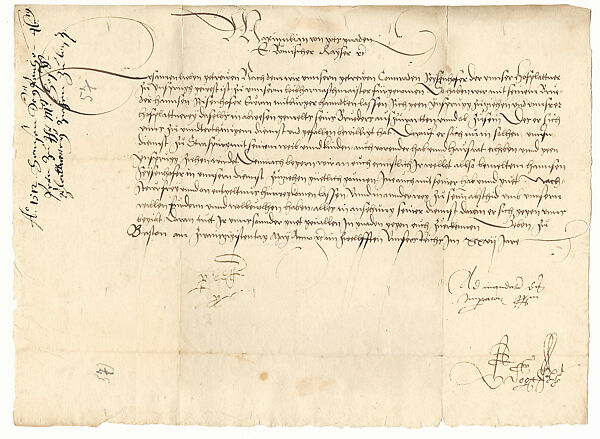 Letter from Emperor Maximilian I to the Magistrate of Strasbourg, Ink on paper, Austrian, written from Bastogne (now Belguim) 