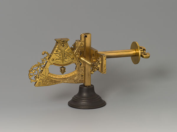 Gunner's Level, Christopher Trechsler (ca. 1550–ca. 1624, married 1571), Brass (gilded, engraved, chased), German, Dresden 