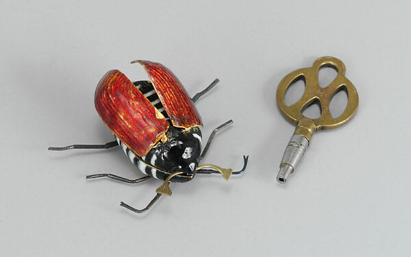 Automaton in the Form of a June Bug, Iron, brass, enamel, gold., German 