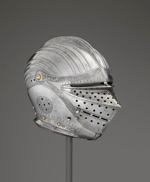 Armet, Attributed to Lorenz Helmschmid (German, Augsburg, ca. 1445–1516) or Kolman Helmschmid, German, Augsburg 1471–1532, Steel, copper alloy, South German, Augsburg 