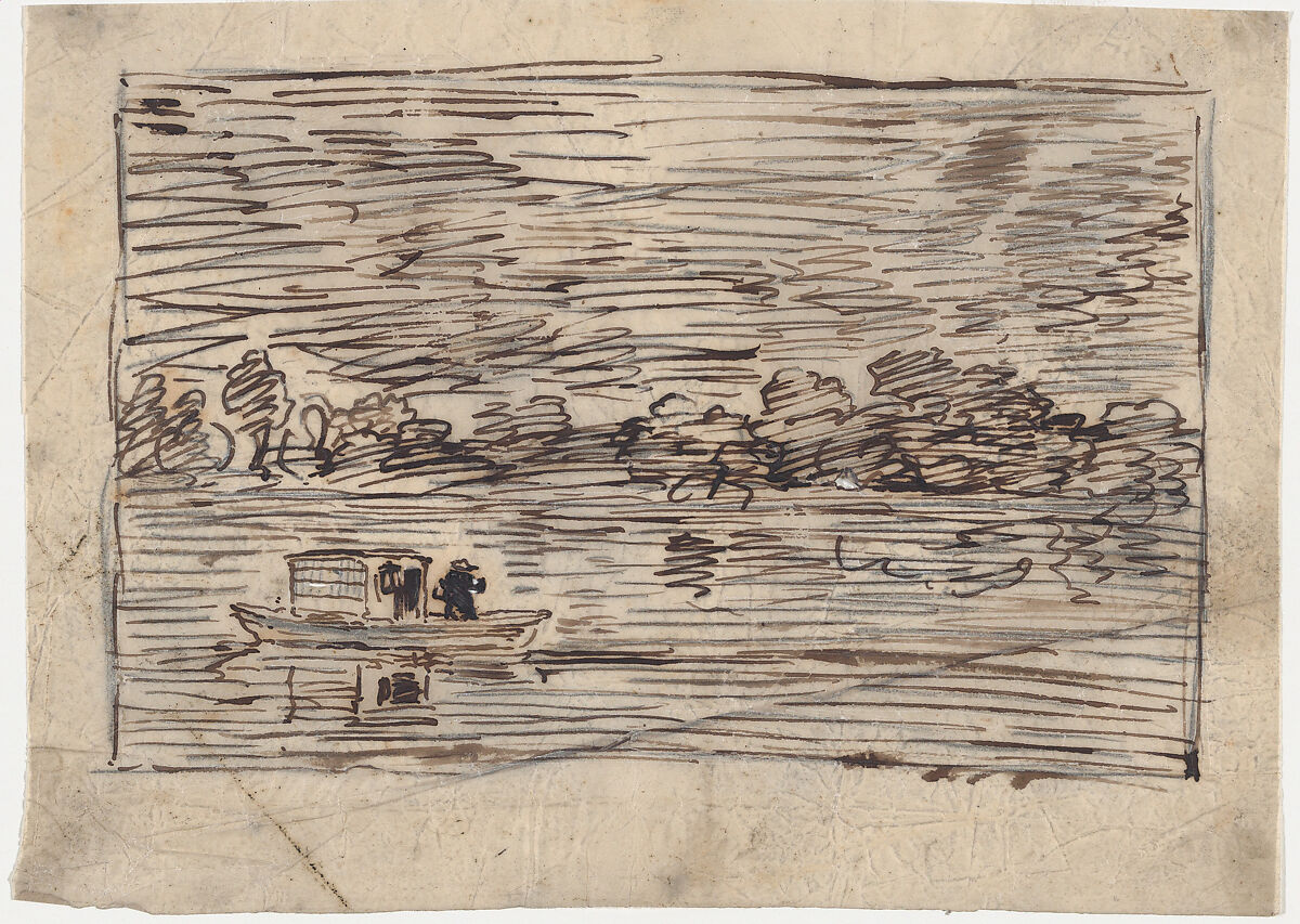 Twenty-three drawings for "Le Voyage en bateau", Charles-François Daubigny (French, Paris 1817–1878 Paris), Pen and ink and graphite on tracing paper