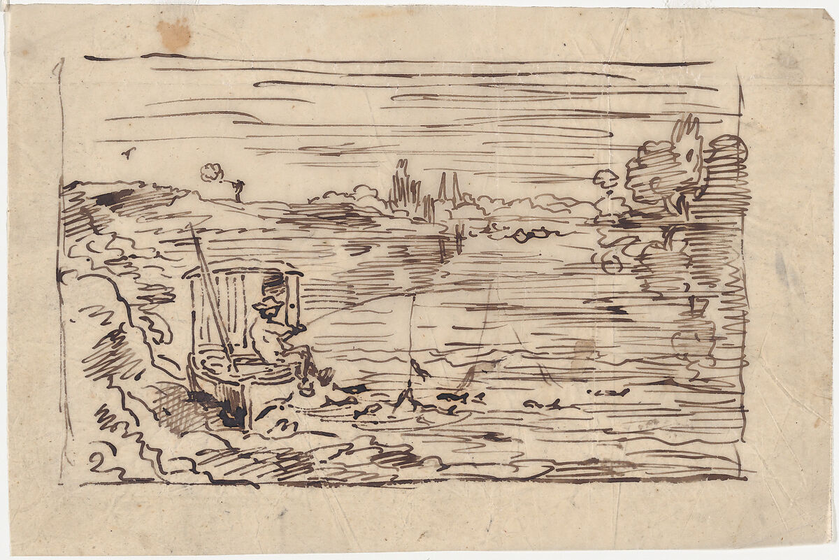 Twenty-three drawings for "Le Voyage en bateau", Charles-François Daubigny (French, Paris 1817–1878 Paris), Pen and ink and graphite on tracing paper