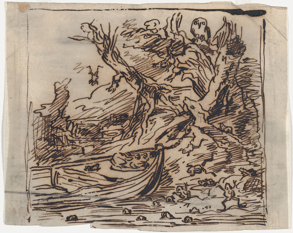 Twenty-three drawings for "Le Voyage en bateau", Charles-François Daubigny (French, Paris 1817–1878 Paris), Pen and ink and graphite on tracing paper