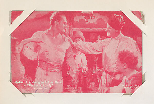 Robert Armstrong and Alan Hale in "The Leopard Lady" from Scenes from Movies Exhibit Cards series (W404), Exhibit Supply Company, Commercial color photolithograph 