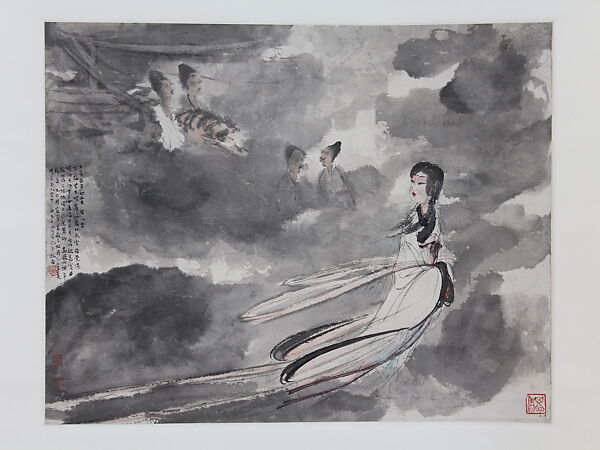 Mountain Spirit, Fu Baoshi (Chinese, 1904–1965), Hanging scroll; ink and color on paper, China 
