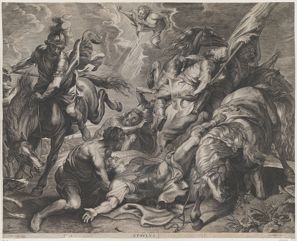 The Conversion of Saint Paul, Johannes Meyssens (Flemish, Brussels 1612–1670 Antwerp), Engraving 