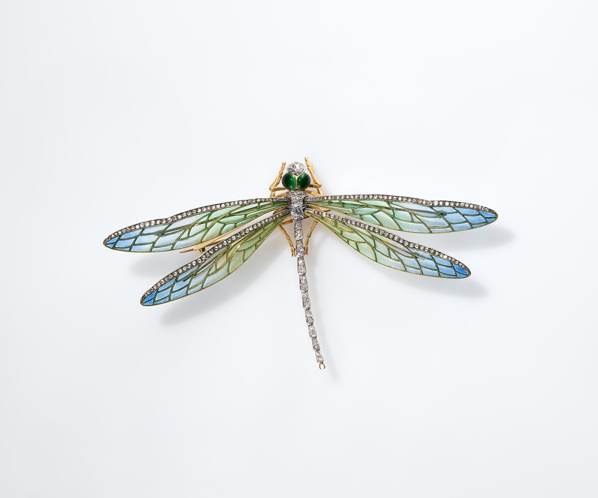 Dragonfly brooch, Edgar Bense, Gold, diamond, enamel, French