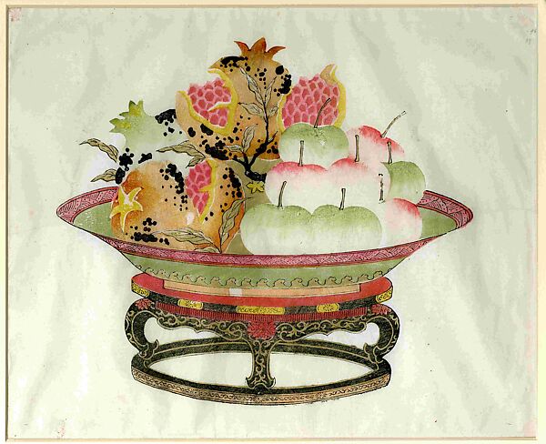 Fruit Plate, Ding Family Workshop (Chinese), Woodblock print; ink and color on paper, China 