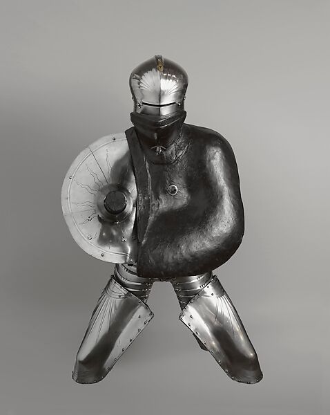 Armor for the Joust of War of Maximilian I, with Blind Shaffron and Tool, Steel, copper alloy, wood, leather, South German 