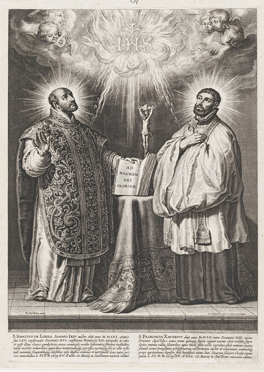 Saint Francis Xavier and Saint Ignatius of Loyola, Schelte Adams à Bolswert (Dutch, Bolsward 1581–1659 Antwerp), Engraving; second state of two 