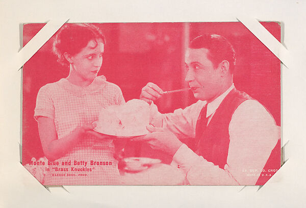 Monte Blue and Betty Bronson in "Brass Knuckles" from Scenes from Movies Exhibit Cards series (W404), Exhibit Supply Company, Commercial color photolithograph 