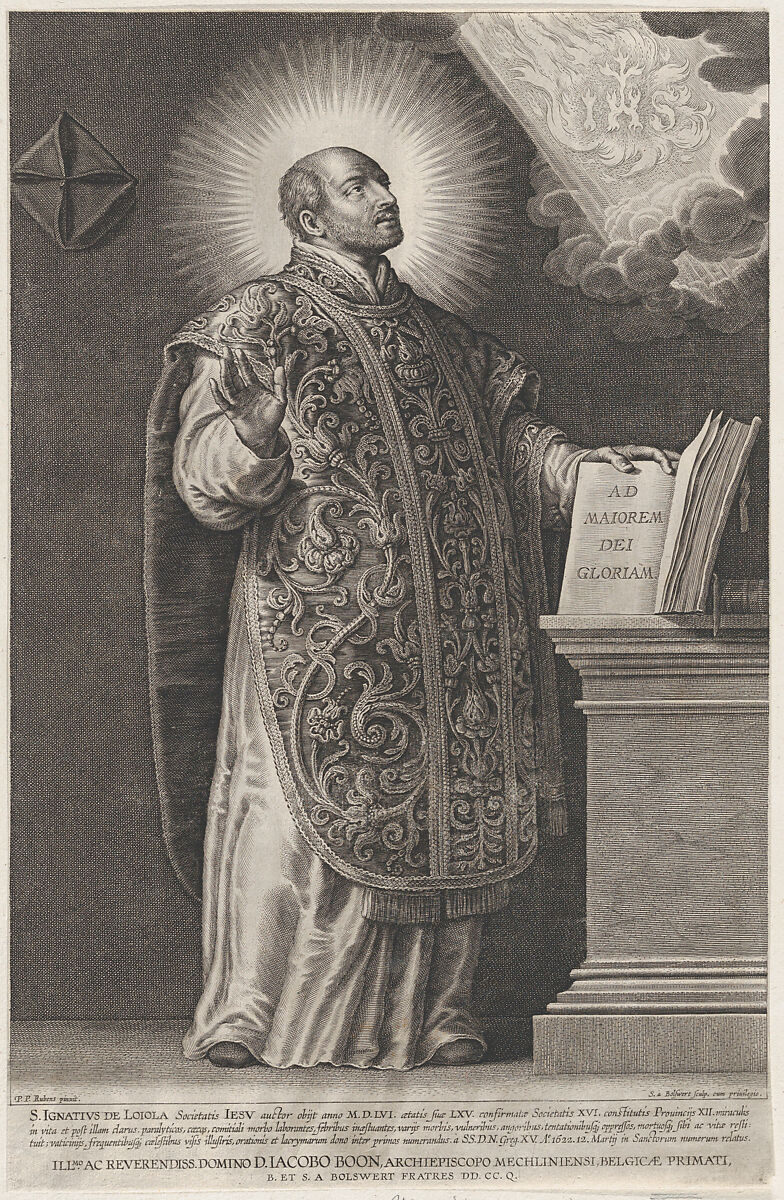 Saint Ignatius Loyola, standing and holding an open book, Schelte Adams à Bolswert (Dutch, Bolsward 1581–1659 Antwerp), Engraving 