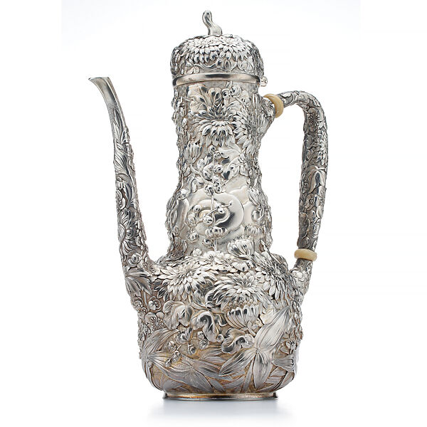 Coffeepot, Tiffany & Co., Silver, silver gilt, and tagua nut, American