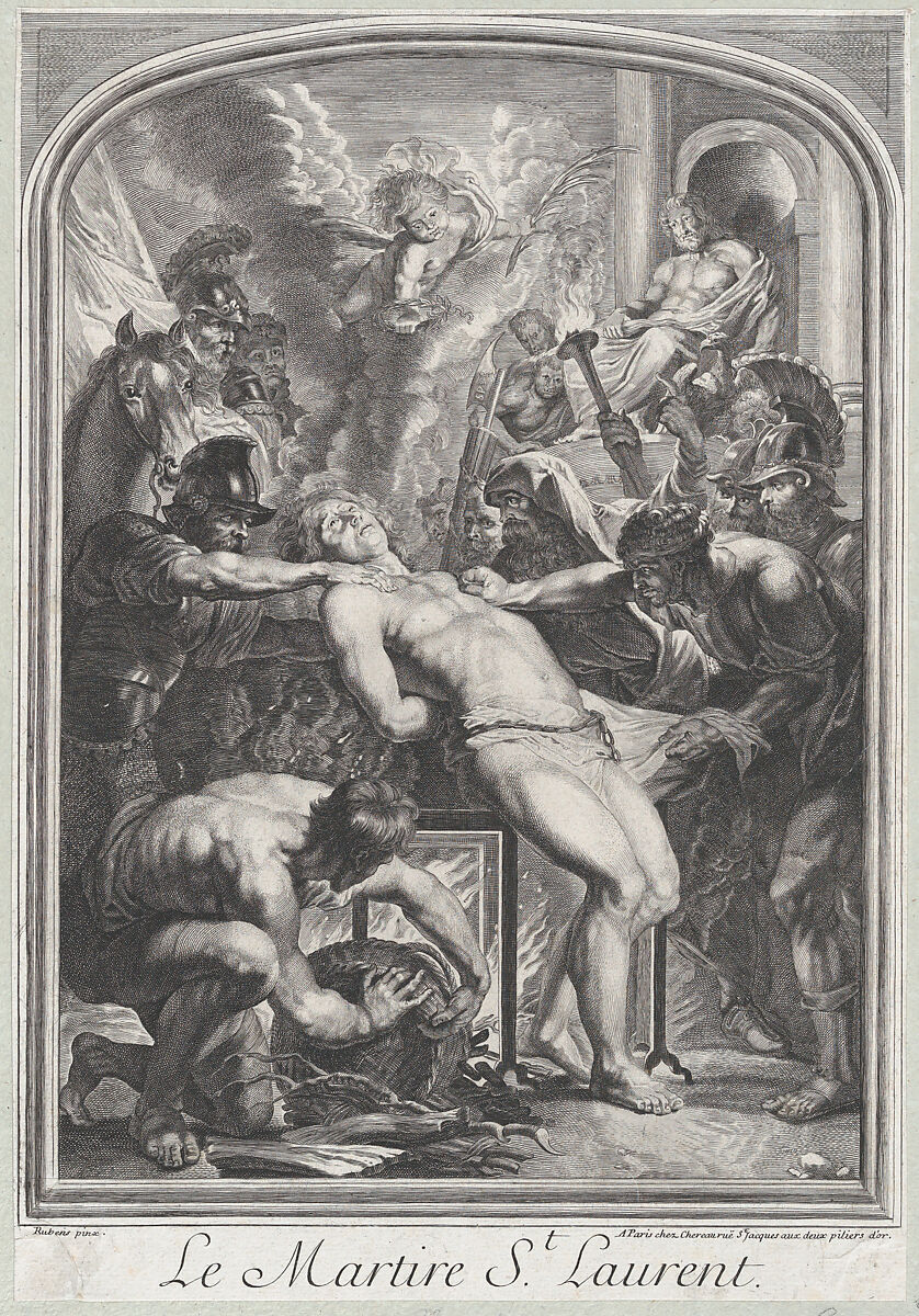 Saint Lawrence at the Stake, Anonymous, Engraving; reduced copy 