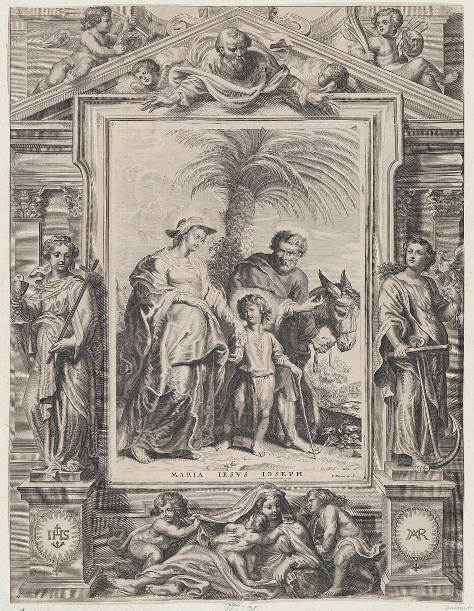 The Return from Egypt, the Christ child walking between the Virgin and Saint Joseph, Frans Huberti (Flemish, active 1650–87) ?, Engraving 
