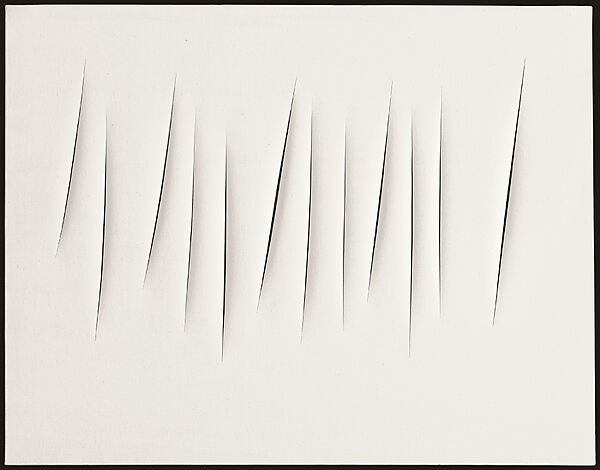 Spatial Concept, Expectations (Concetto Spaziale, Attese), Lucio Fontana (Italian, 1899–1968), Water-based paint on canvas with slashes, originally with painted wood
frame 