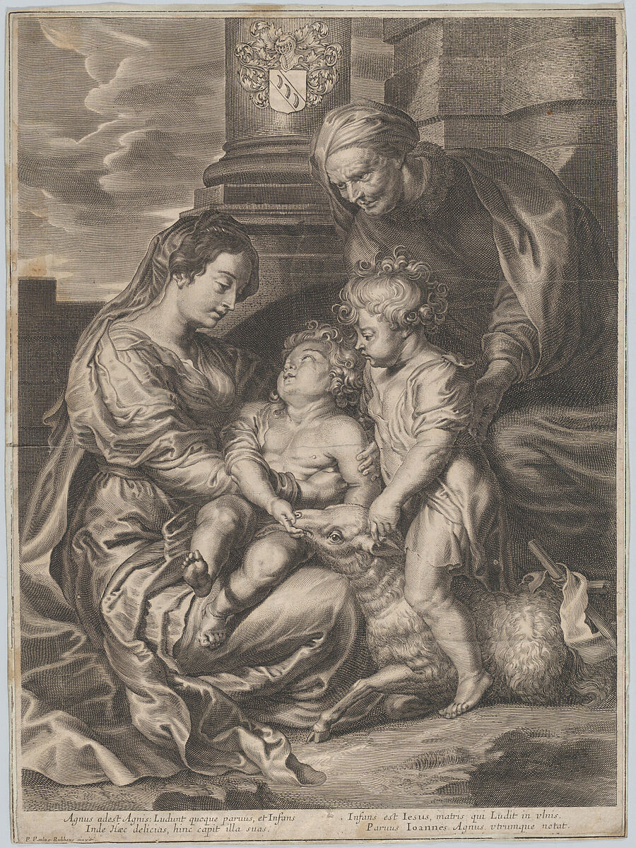 The Virgin and Child with Saint Elizabeth and Saint John the Baptist, Anonymous, Engraving; reverse copy 
